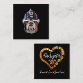 Grumpy English Bulldog Wear Firefighter Helm Quadratische Visitenkarte (Vorne/Hinten)