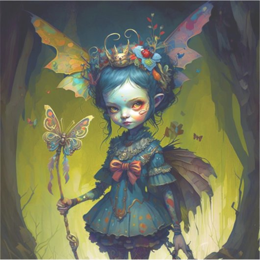 Grumpy Fairy Pixie Fantasy Art Aufkleber (Vorderseite)