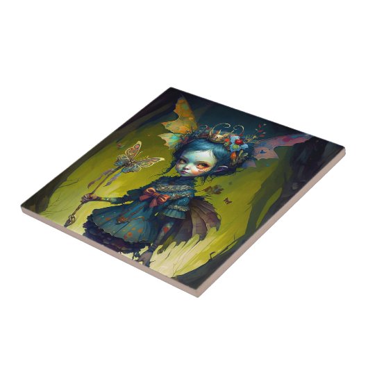 Grumpy Fairy Pixie Fantasy Art Fliese (Seite)