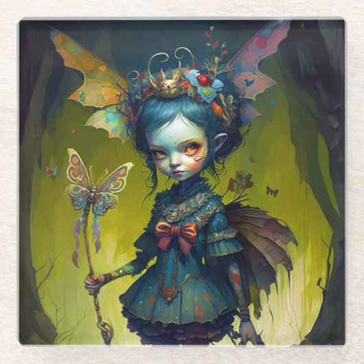 Grumpy Fairy Pixie Fantasy Art Glasuntersetzer (Vorderseite)