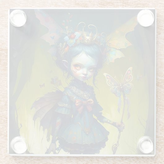 Grumpy Fairy Pixie Fantasy Art Glasuntersetzer (Rückseite)