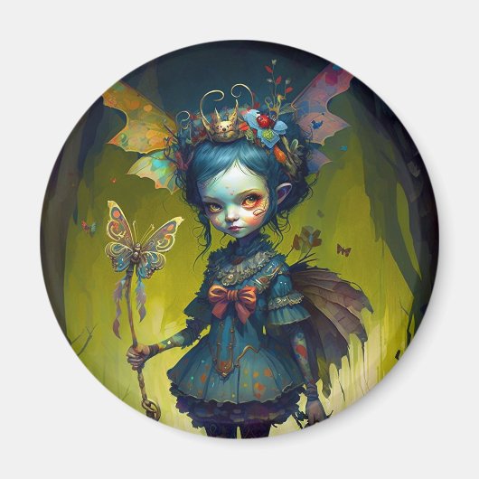 Grumpy Fairy Pixie Fantasy Art Magnet (Vorne)
