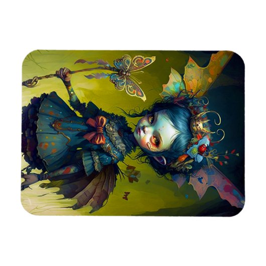 Grumpy Fairy Pixie Fantasy Art Magnet (Horizontal)