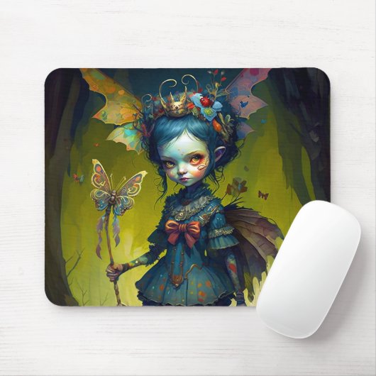 Grumpy Fairy Pixie Fantasy Art Mousepad (Mit Mouse)