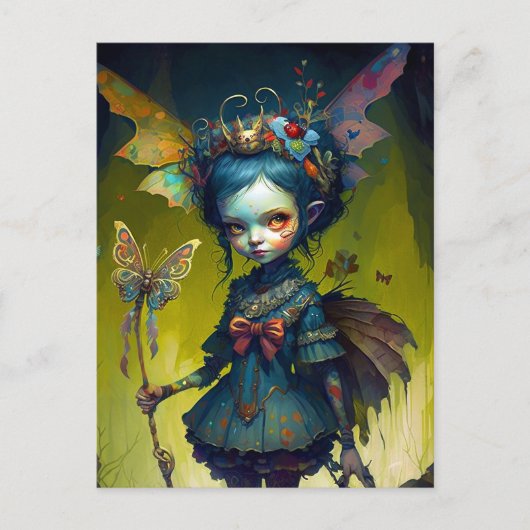 Grumpy Fairy Pixie Fantasy Art Postkarte (Vorderseite)