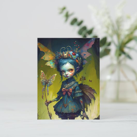 Grumpy Fairy Pixie Fantasy Art Postkarte (Stehend Vorderseite)