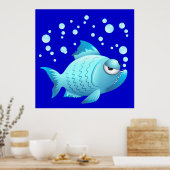 Grumpy Fish Cartoon Poster (Küche)