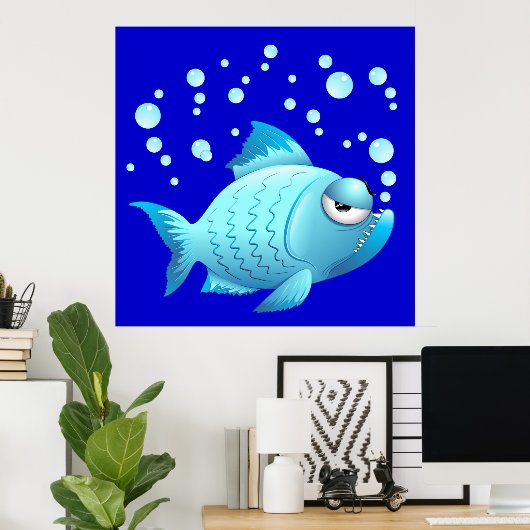 Grumpy Fish Cartoon Poster (Heimbüro)