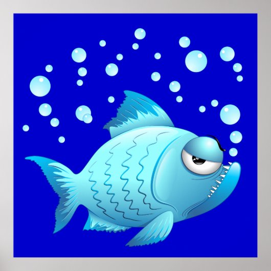 Grumpy Fish Cartoon Poster (Vorne)
