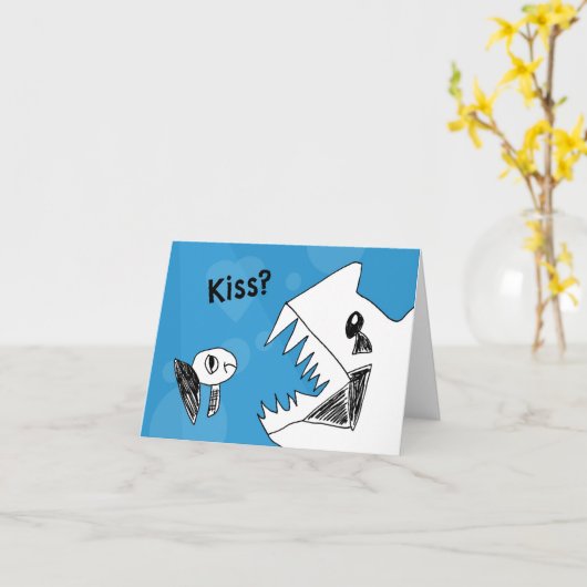 Grumpy Fish Needs a Kiss Notecard Karte (Gelbe Blume)