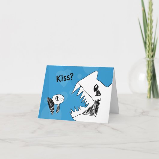 Grumpy Fish Needs a Kiss Notecard Karte (Vorderseite)