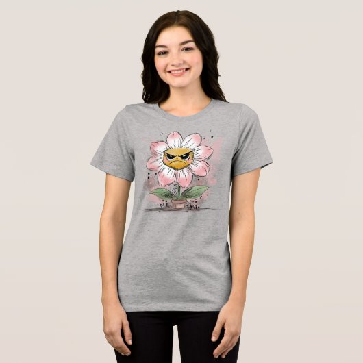 Grumpy Flower Tri-Blend Shirt (Vorderseite voll)