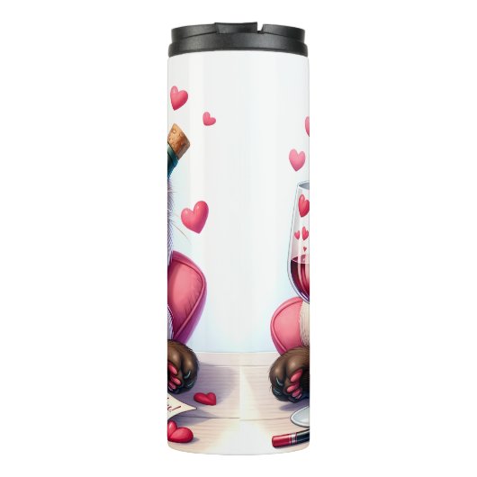 Grumpy Fluffy Katze mit Wein Thermosbecher (Rückseite)