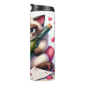 Grumpy Fluffy Katze mit Wein Thermosbecher (Nach rechts gedreht)