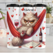 Grumpy Fluffy Katze mit Wein Thermosbecher