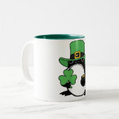 Grumpy Frog Japanese St. Patricks Day Shamrock Zweifarbige Tasse (Vorderseite Links)