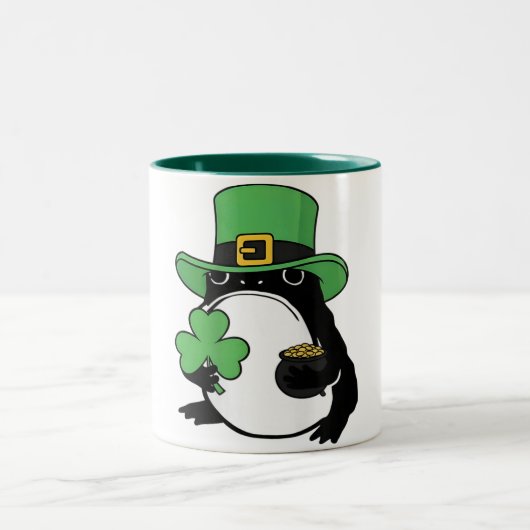 Grumpy Frog Japanese St. Patricks Day Shamrock Zweifarbige Tasse (Mittel)