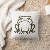 Grumpy Frog - Minimalistischer Pinselstrich Kissen (Decke)