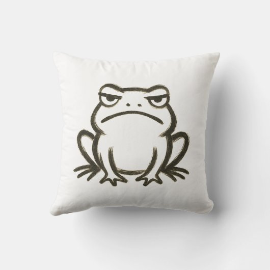 Grumpy Frog - Minimalistischer Pinselstrich Kissen (Rückseite)