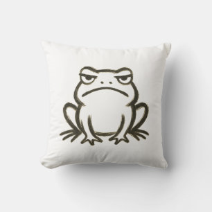 Grumpy Frog - Minimalistischer Pinselstrich Kissen