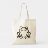 Grumpy Frog - Minimalistischer Pinselstrich Tragetasche (Rückseite)