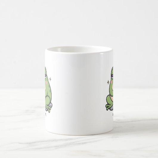 Grumpy Frog mit einer winzigen Tasse Kaffee (Mittel)