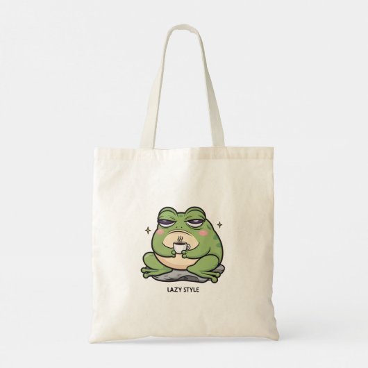 Grumpy Frog mit einer winzigen Tasse Kaffee Tragetasche (Rückseite)