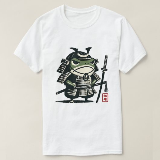 Grumpy Frog Samurai Japanese Ink Design T-Shirt (Design vorne)