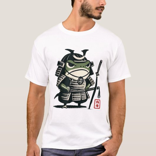 Grumpy Frog Samurai Japanese Ink Design T-Shirt (Vorderseite)