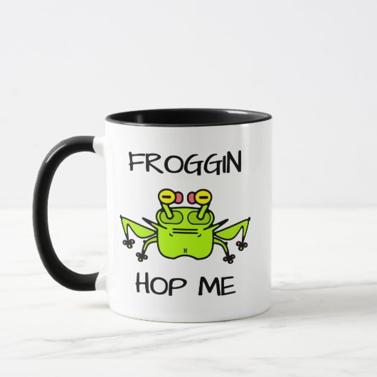 Grumpy Frog Weird Cartoon Creature Tasse (Links)
