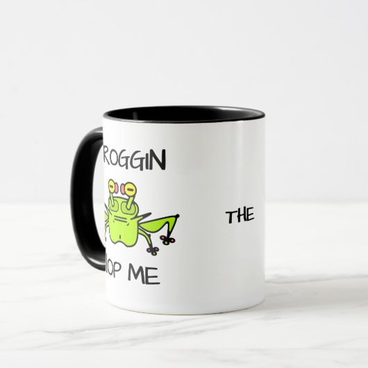 Grumpy Frog Weird Cartoon Creature Tasse (Vorderseite Links)