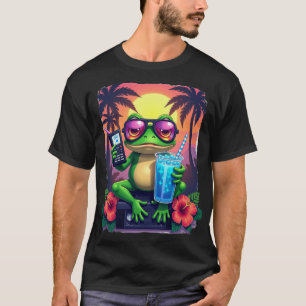 Grumpy Frog Y2K Ästhetik Retro-Web-Banner Tropica T-Shirt