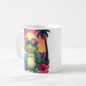 Grumpy Frog Y2K Vaporwave Tropisch Retro 2002 Flip Kaffeetasse (Vorderseite Links)
