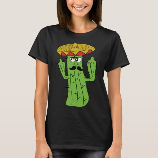 Grumpy Funniest Cactus Mexican Trouble Maker Middl T-Shirt (Vorderseite)