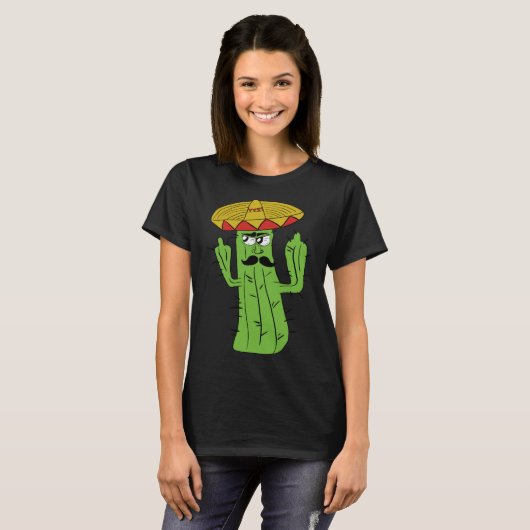 Grumpy Funniest Cactus Mexican Trouble Maker Middl T-Shirt (Vorne ganz)