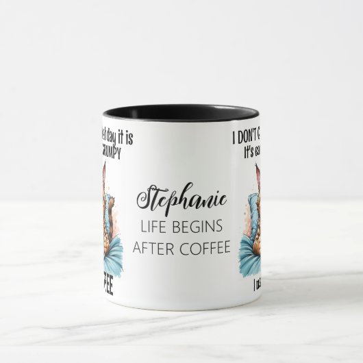 Grumpy Funny Cat Drink Kaffee Zitat Tasse (Zentrum)