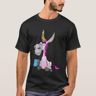 Grumpy Funny Donkey Einhorn mit Kaffee Cup Pullov T-Shirt
