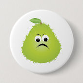 Grumpy Fuzzy Pear Face Funny Fruit Character Button (Vorderseite)