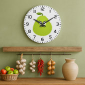 Grumpy Fuzzy Pear Face Funny Fruit Character Große Wanduhr