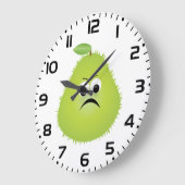 Grumpy Fuzzy Pear Face Funny Fruit Character Große Wanduhr (Winkel)