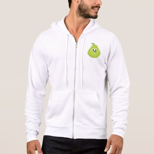 Grumpy Fuzzy Pear Face Funny Fruit Character Hoodie (Vorderseite)
