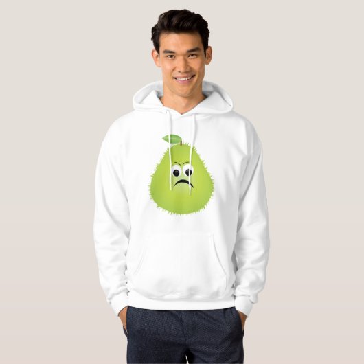 Grumpy Fuzzy Pear Face Funny Fruit Character Hoodie (Vorne ganz)
