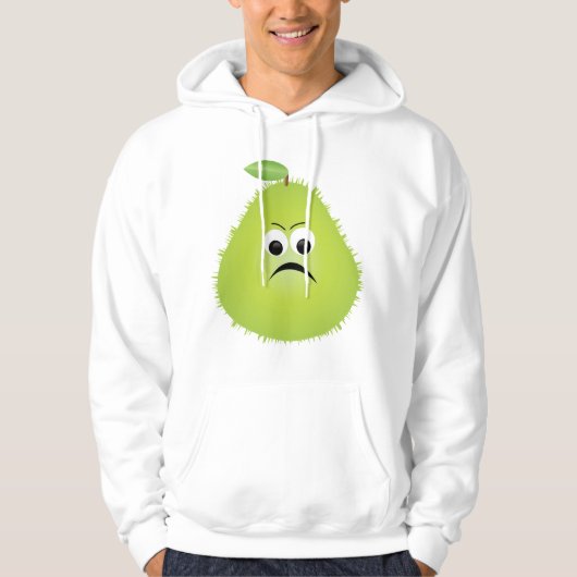 Grumpy Fuzzy Pear Face Funny Fruit Character Hoodie (Vorderseite)