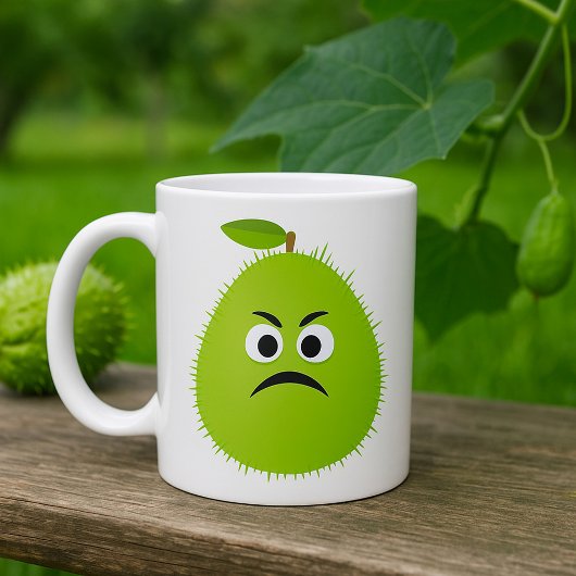 Grumpy Fuzzy Pear Face Funny Fruit Character Kaffeetasse