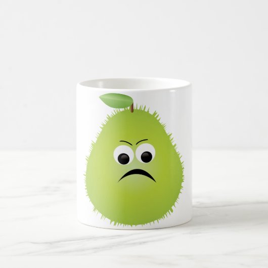 Grumpy Fuzzy Pear Face Funny Fruit Character Kaffeetasse (Mittel)
