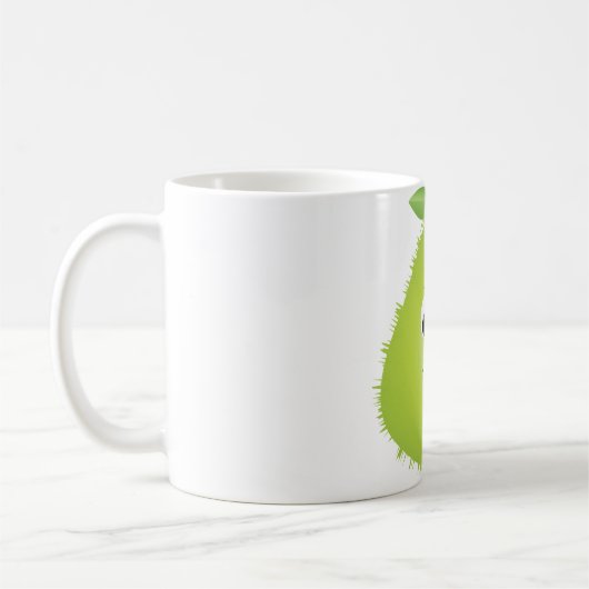 Grumpy Fuzzy Pear Face Funny Fruit Character Kaffeetasse (Links)