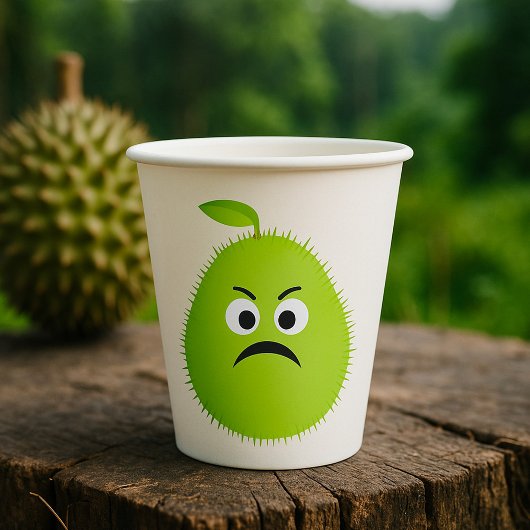 Grumpy Fuzzy Pear Face Funny Fruit Character Pappbecher