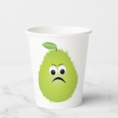 Grumpy Fuzzy Pear Face Funny Fruit Character Pappbecher (Vorderseite)