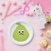 Grumpy Fuzzy Pear Face Funny Fruit Character Pappteller (Party)