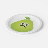 Grumpy Fuzzy Pear Face Funny Fruit Character Pappteller (Schrägansicht)